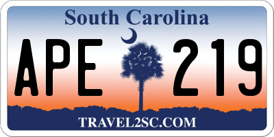 SC license plate APE219