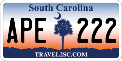 SC license plate APE222