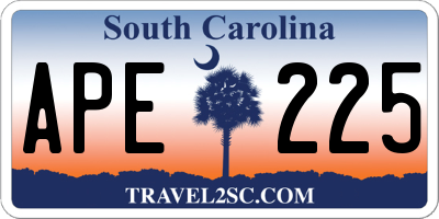 SC license plate APE225