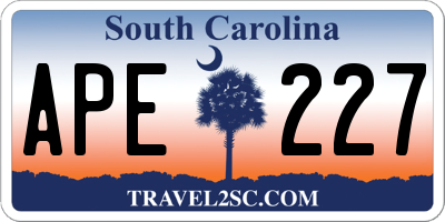 SC license plate APE227