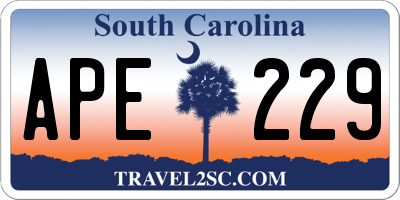 SC license plate APE229