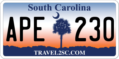 SC license plate APE230