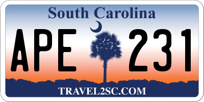 SC license plate APE231