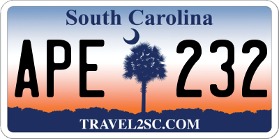 SC license plate APE232