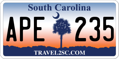 SC license plate APE235