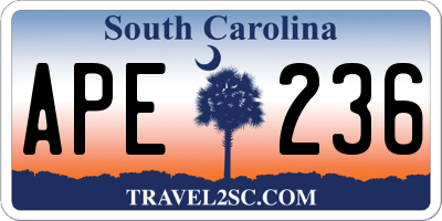 SC license plate APE236