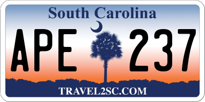 SC license plate APE237