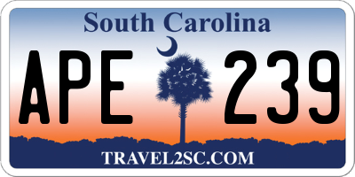 SC license plate APE239