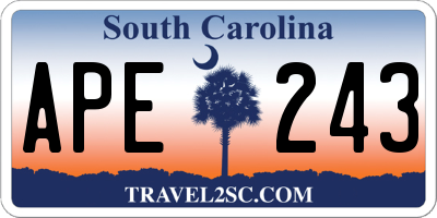 SC license plate APE243