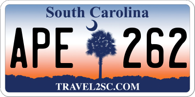 SC license plate APE262
