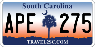 SC license plate APE275