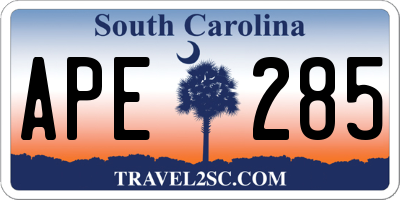 SC license plate APE285