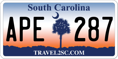 SC license plate APE287