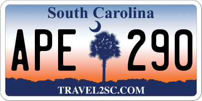 SC license plate APE290