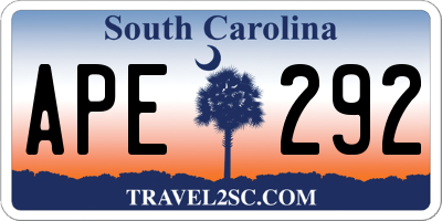 SC license plate APE292