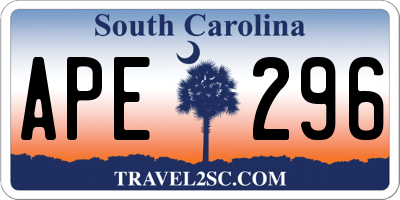 SC license plate APE296