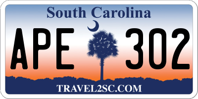 SC license plate APE302