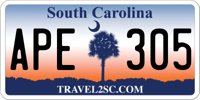 SC license plate APE305
