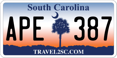 SC license plate APE387