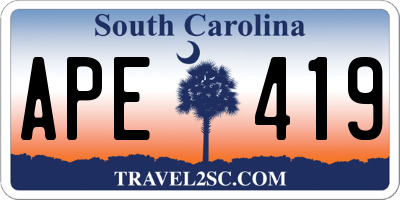 SC license plate APE419
