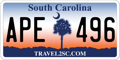 SC license plate APE496