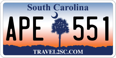 SC license plate APE551