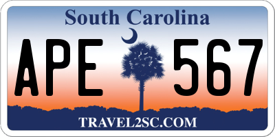 SC license plate APE567