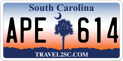 SC license plate APE614