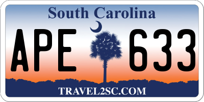 SC license plate APE633