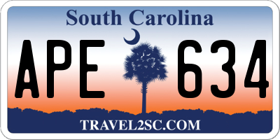 SC license plate APE634