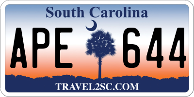 SC license plate APE644