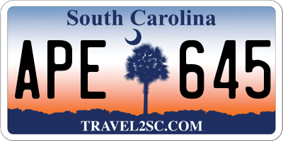 SC license plate APE645