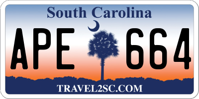 SC license plate APE664