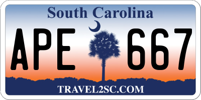 SC license plate APE667