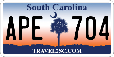 SC license plate APE704