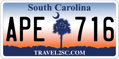 SC license plate APE716