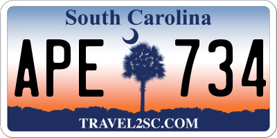 SC license plate APE734