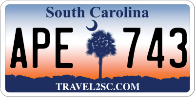 SC license plate APE743