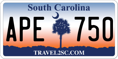 SC license plate APE750