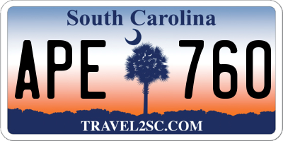 SC license plate APE760
