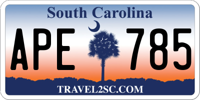 SC license plate APE785