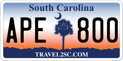 SC license plate APE800