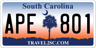 SC license plate APE801