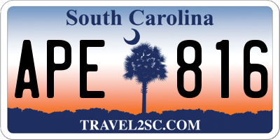 SC license plate APE816