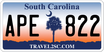 SC license plate APE822