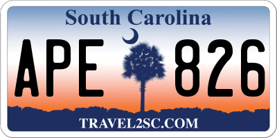 SC license plate APE826