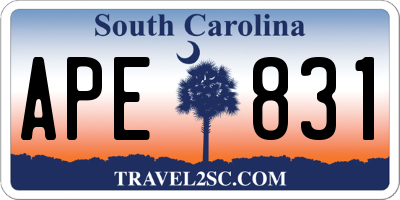 SC license plate APE831