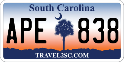 SC license plate APE838