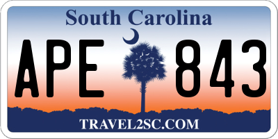 SC license plate APE843
