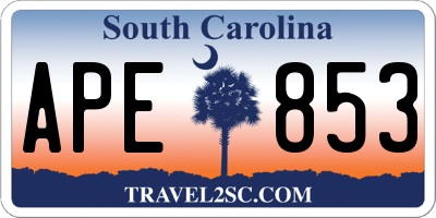 SC license plate APE853